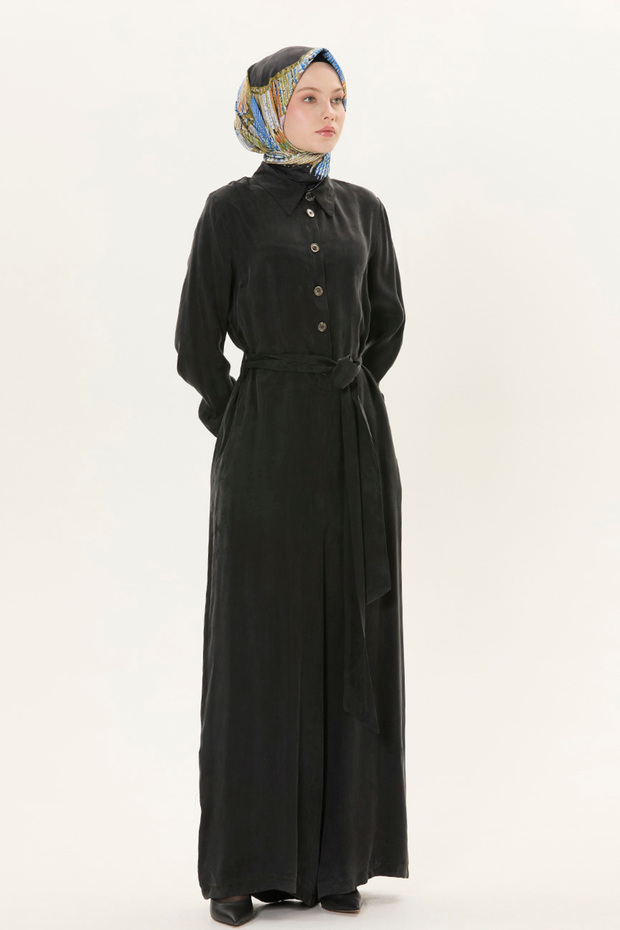 Düğmeli Kuşaklı Tulum - 2