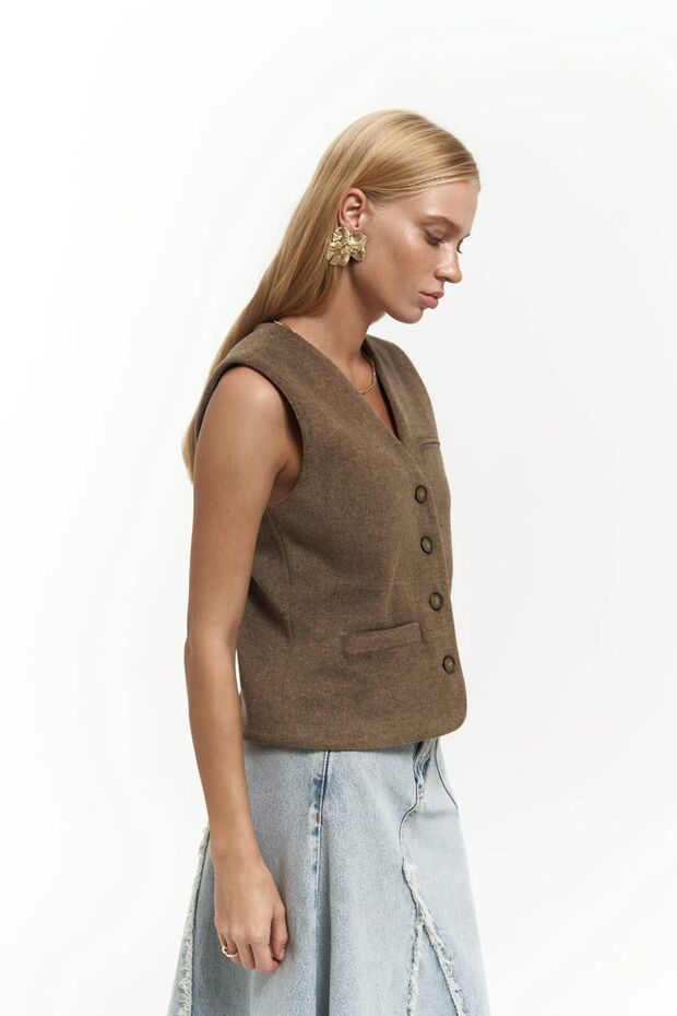 Pace Soft Kahve Kısa Yelek - 2