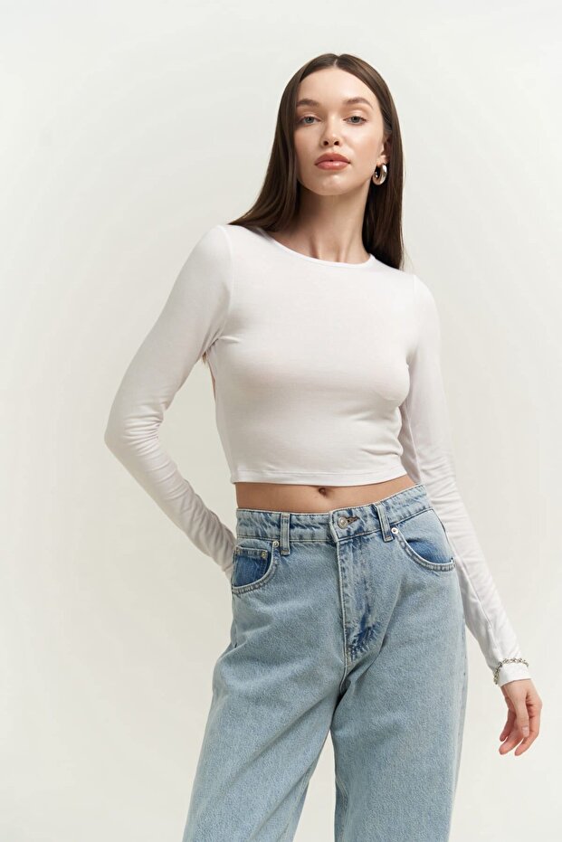 Mita Sırt Dekolteli Beyaz Bluz - 6