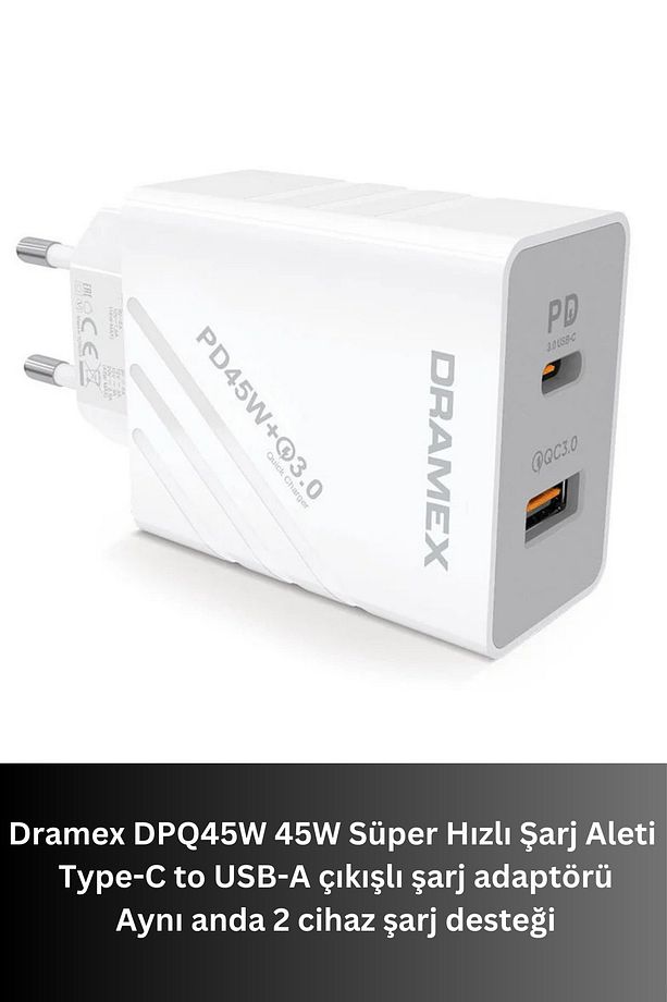 Dpq45b Platınum Usb Type-c Dual Port 45w Pd Süper Hızlı Şarj Adaptörü - 1