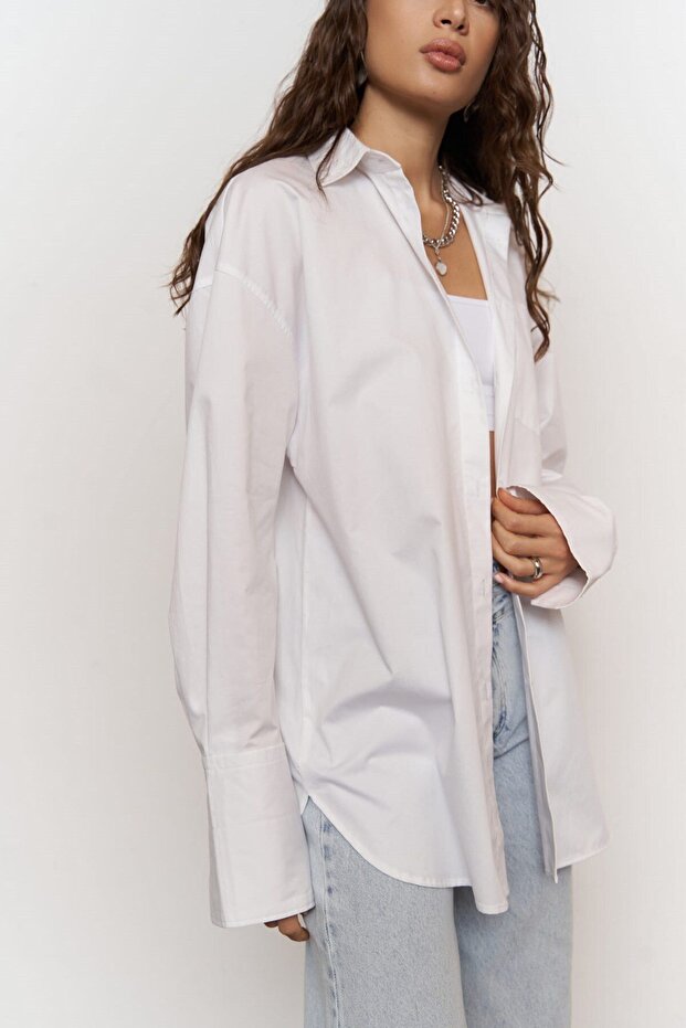Avery Oversize Beyaz Gömlek - 3