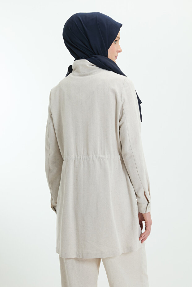 Çizgi Biyeli Fermuarlı Kap - 5