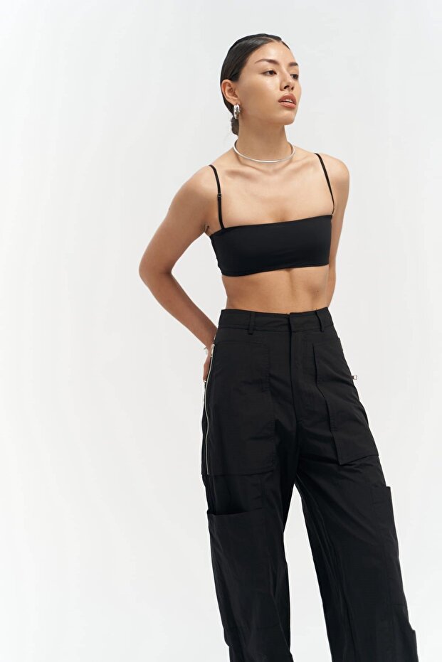 Wendy Siyah Paraşüt Kargo Pantolon - 2