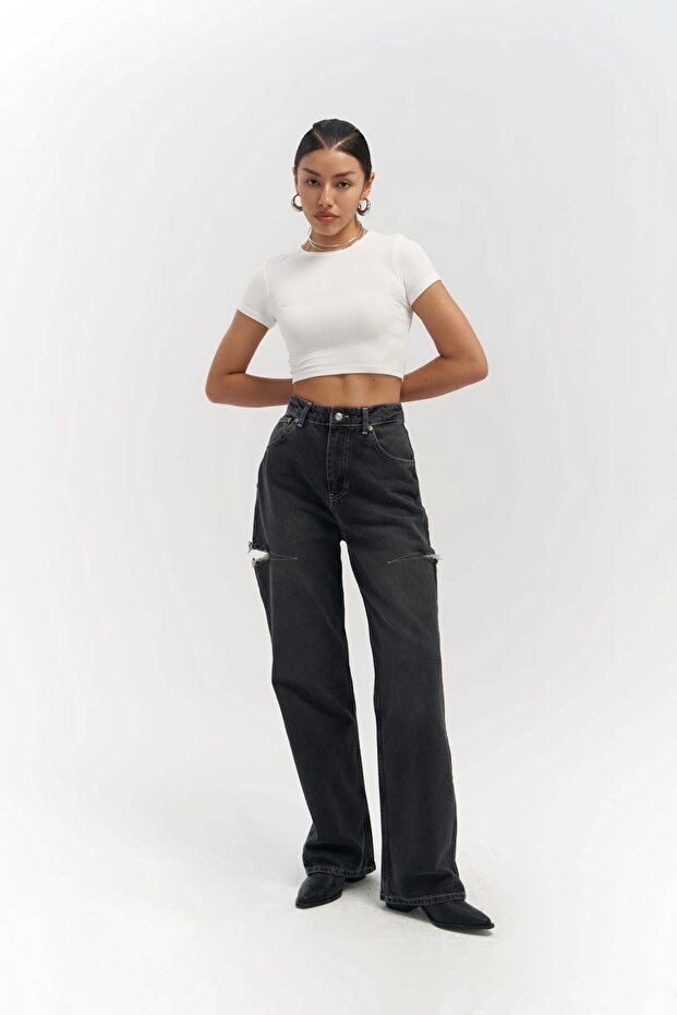 Palm Smoked Ripped Detail Jean