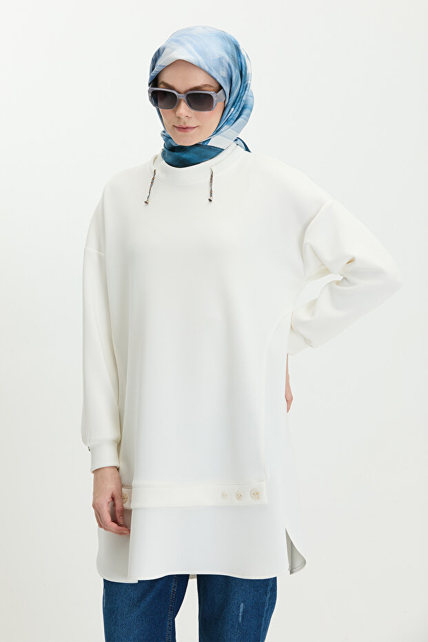 Süs Düğmeli Scuba Tunik - 2