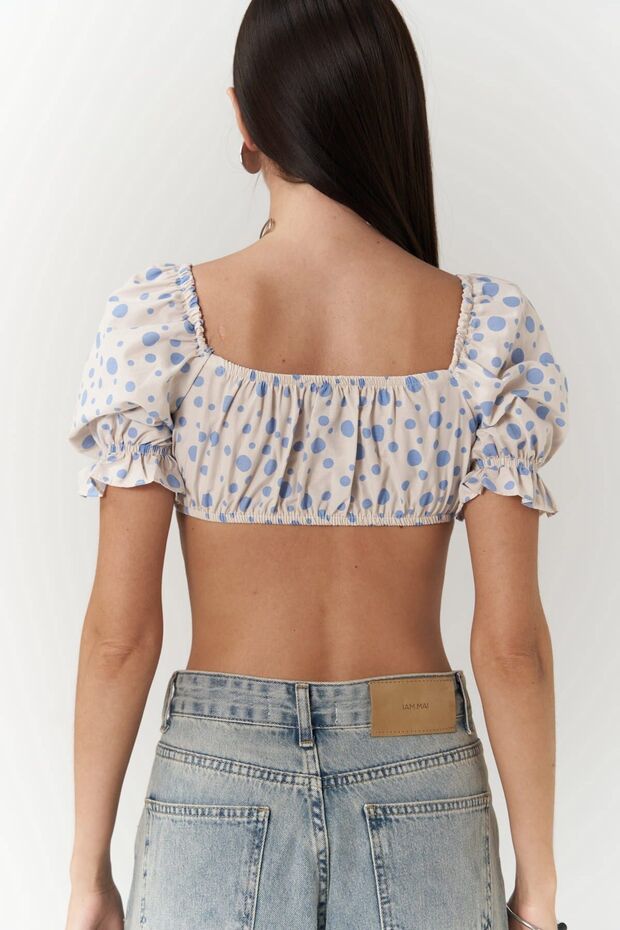 Lisa Mavi Puantiyeli Crop - 5