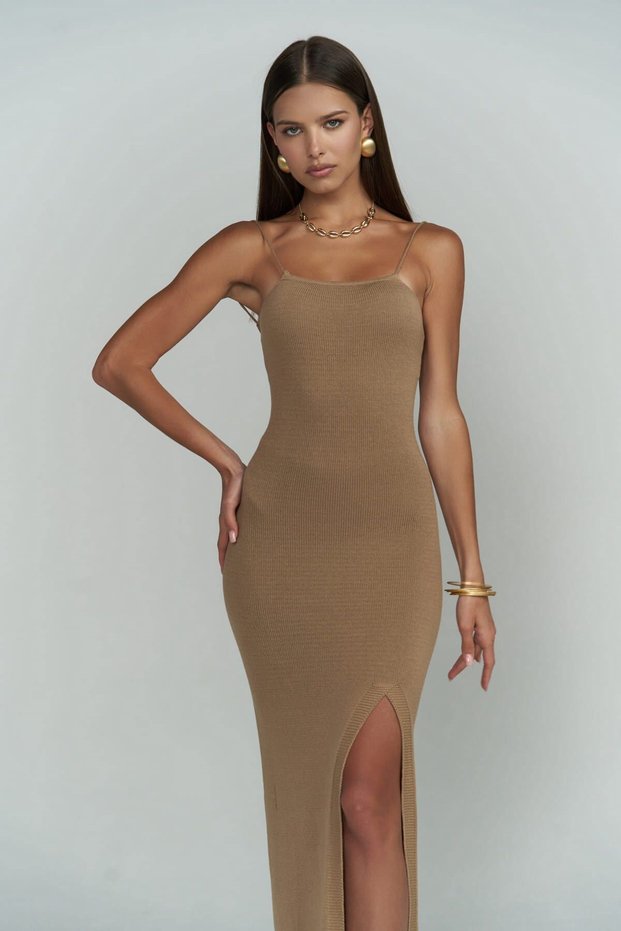 Cintia Backless Mink Knitwear Dress