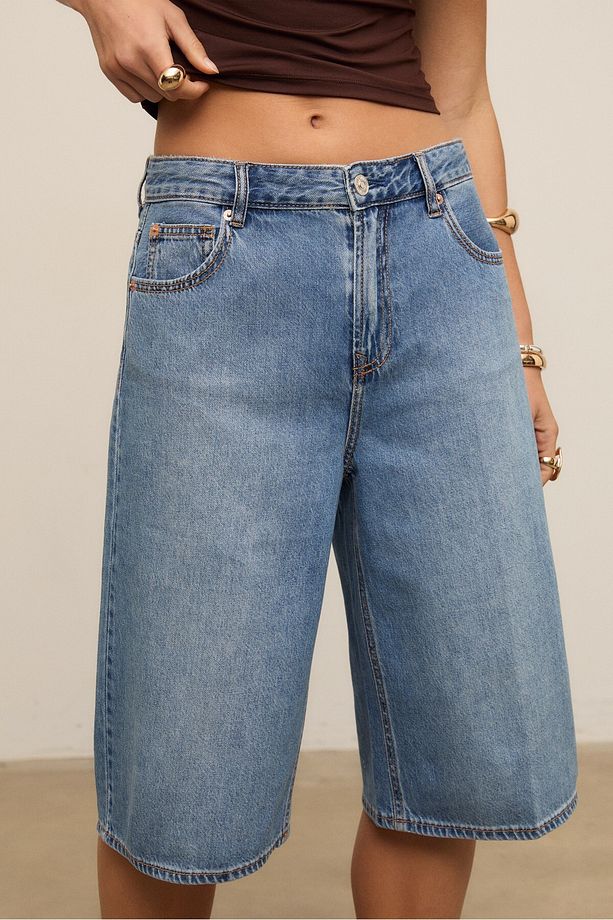 Denim bermuda şort - 3