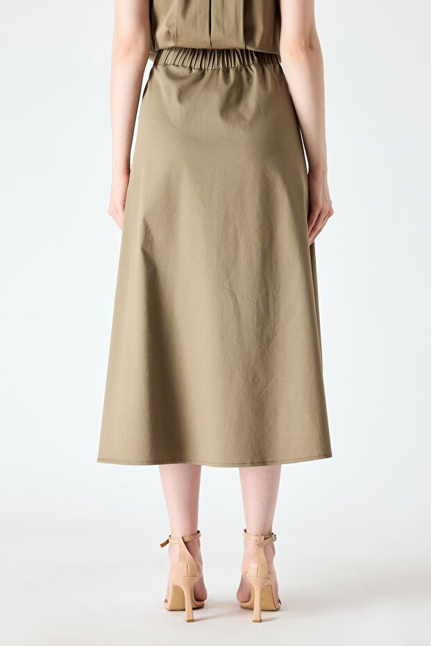 Elastik bel midi boy etek - 4