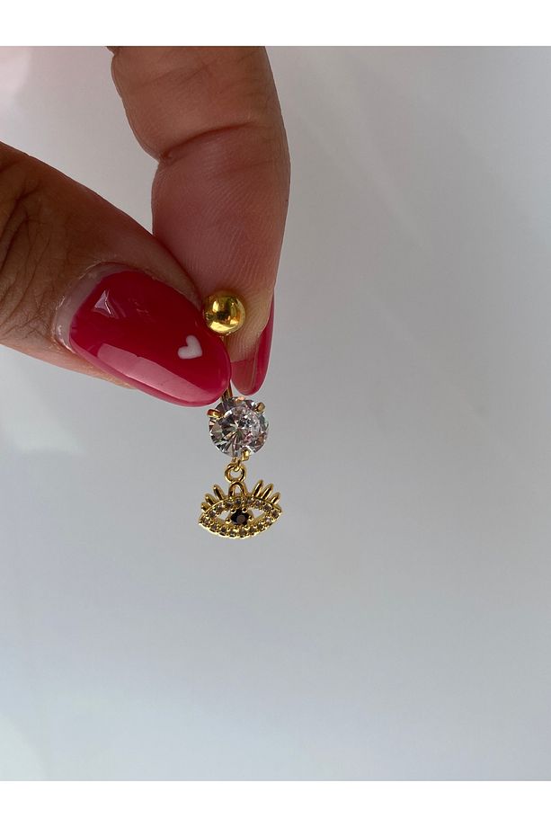 Göbek Çelik Piercing Göz Model Zirkon Taşlı - 1