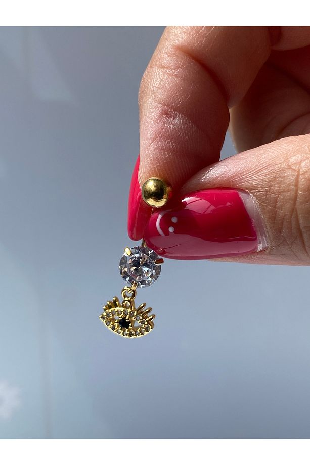 Göbek Çelik Piercing Göz Model Zirkon Taşlı - 6