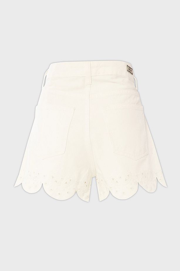 Pamuklu Taş Detaylı Regular Fit Yüksek Bel Mini Kot Short SHORT 053 - 6