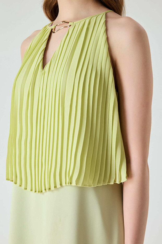 Pliseli dökümlü elbise - 2