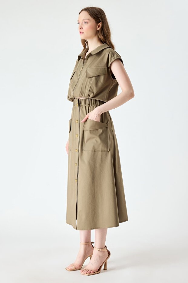 Elastik bel midi boy etek - 3