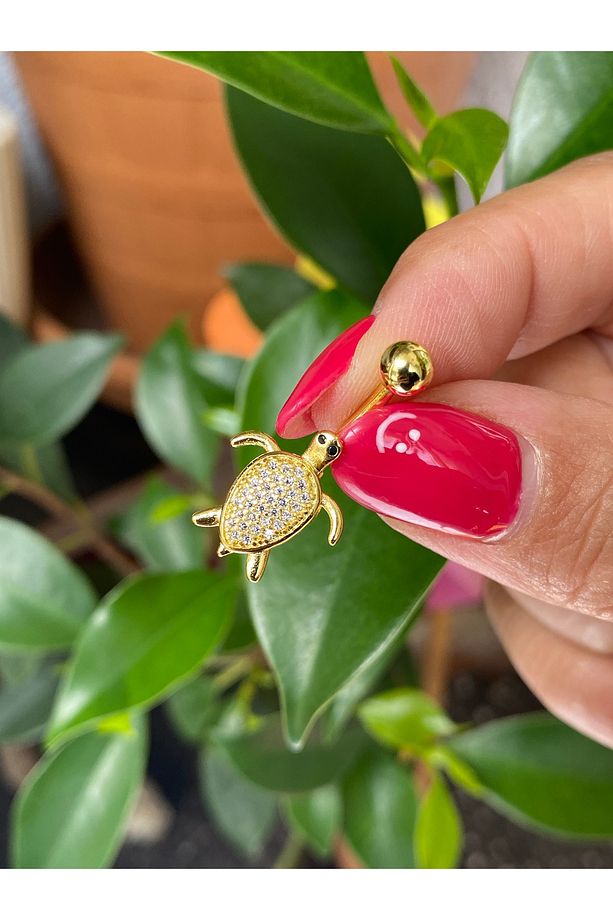 Göbek Piercing Çelik Kaplumbağa Figürlü - 4