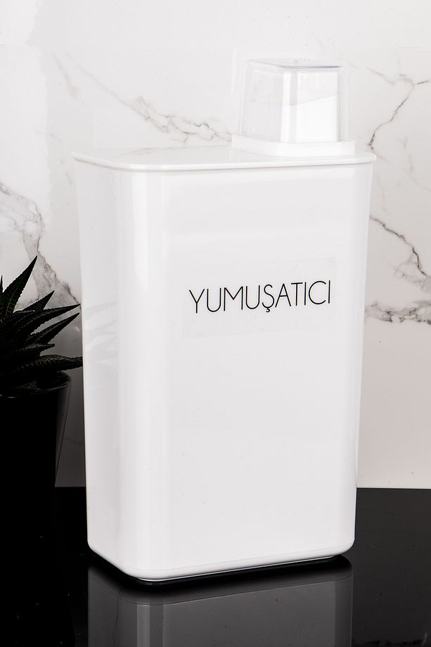Kendinden Ölçekli Deterjan Kutusu Seti Toz Deterjan Yumuşatıcı Etiketli 3000ml Mika Deterjanlık - 2