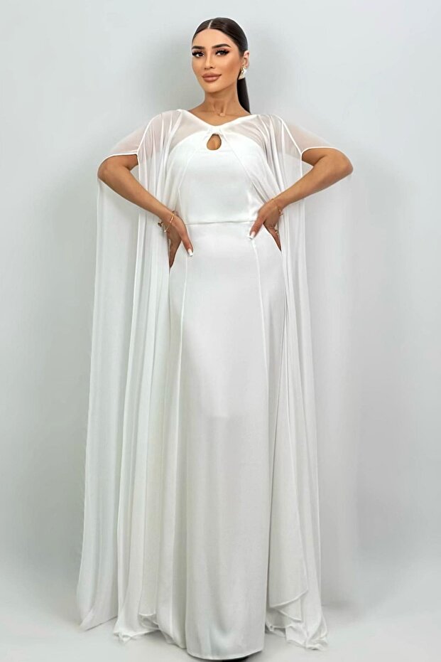 Pelerinli max elbise - 1