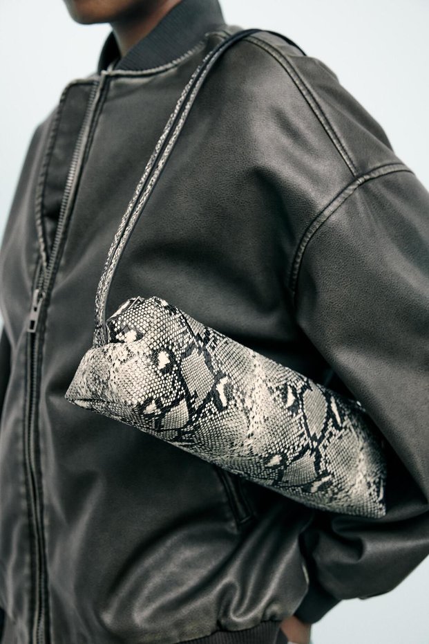 Za * - Ra* Snake Pattern Baguette Bag Abzra1053