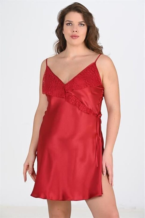 Large Size Claret Red Nightgown 2107