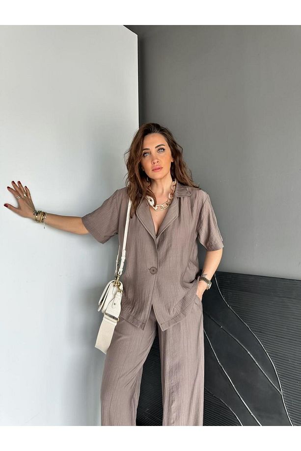 Vizon Tek Düğmeli Modal Ceketli Takım - 3