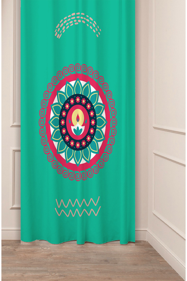 Geometric Line Shapes Special Design Patterned Digital Printed (Single Wing) Modern Stylish Background Curtain