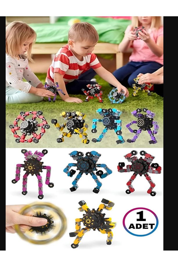 Örümcek Çark Fidget Spinner Stres Çarkı Zincir Robot Eğitici Oyuncak - 1