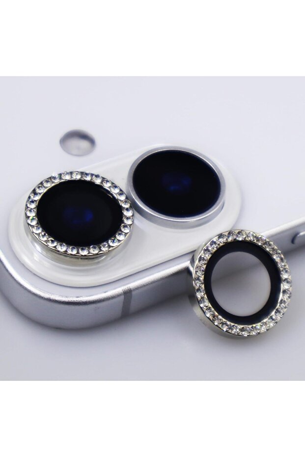 Camera Protector with Rhinestone for iPhone 16 & 16 Plus Metal Durable Protection Rhinestone Lens