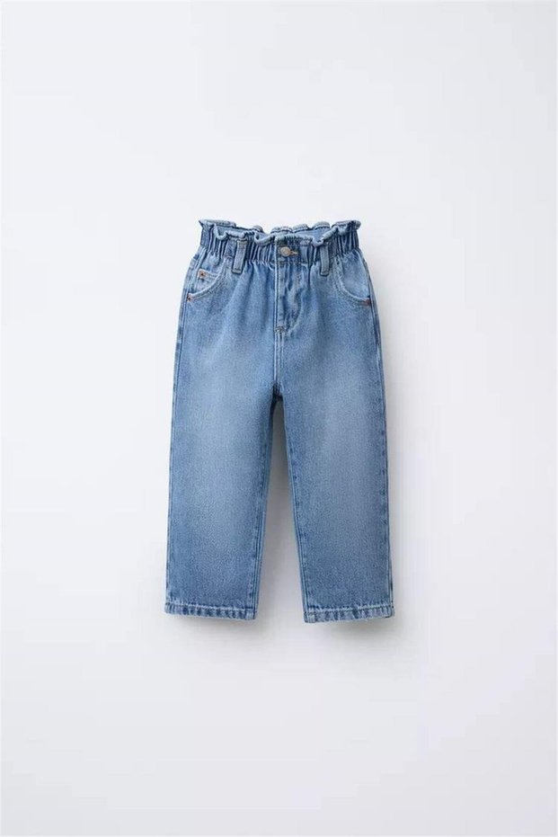 Girl's Heart Pocket Denim Jeans Trousers Blue