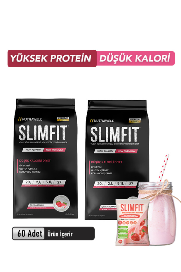 Slimfit 2 Paket - Öğün Yerine Geçen Shake Öğün Tozu 60 Servis - 1