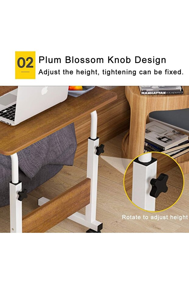 Movable Height Adjustable Laptop Table (40*80 cm) - Beige - 3