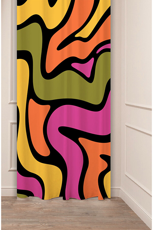 Bohemian Vase Flower Leaf Pattern Special Design Digital Printed (Single Wing) Soft Modern Stylish Background Curtain