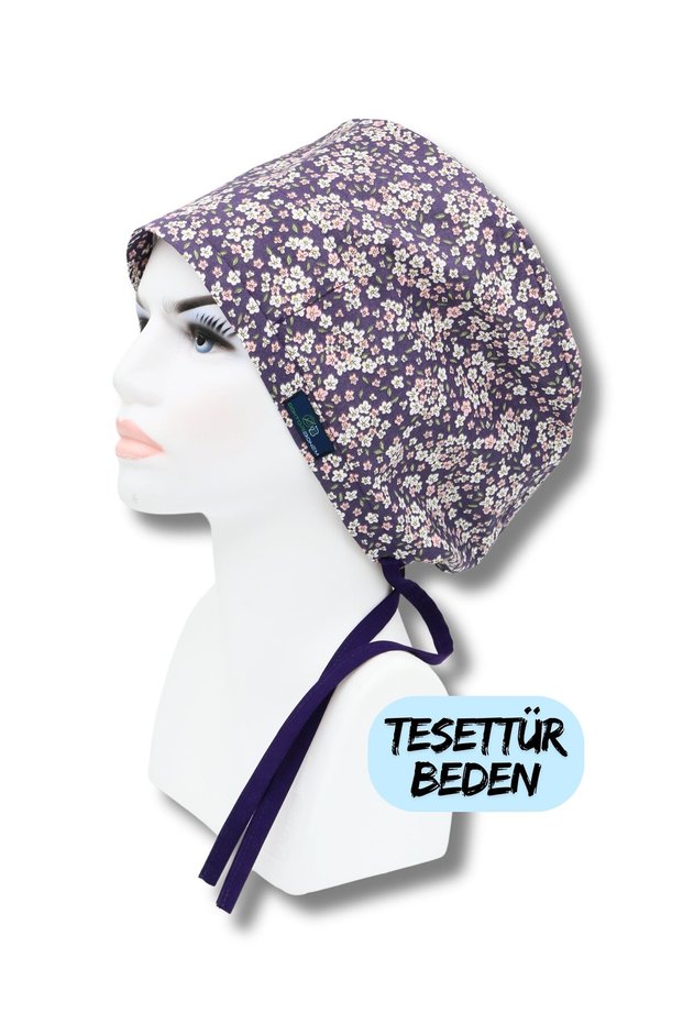 Hijab Size Purple Snap Snap Daisies Bonnet Doctor Nurse Health Worker Hospital Bonnet