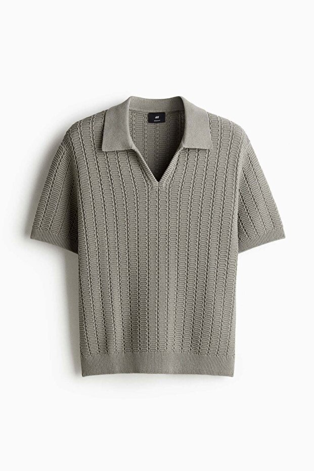Regular Fit Textured-knit polo shirt