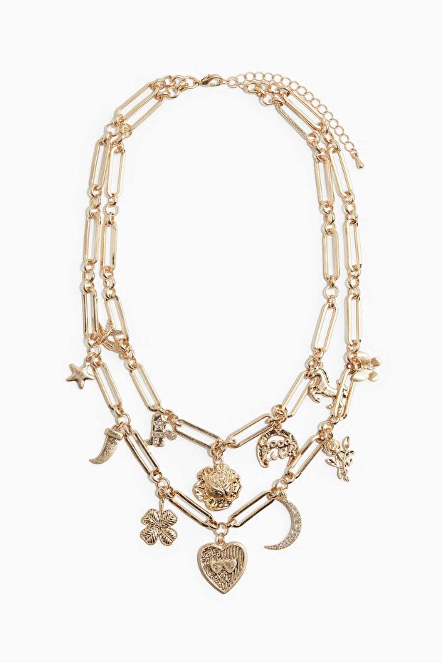 Two-strand charm necklace