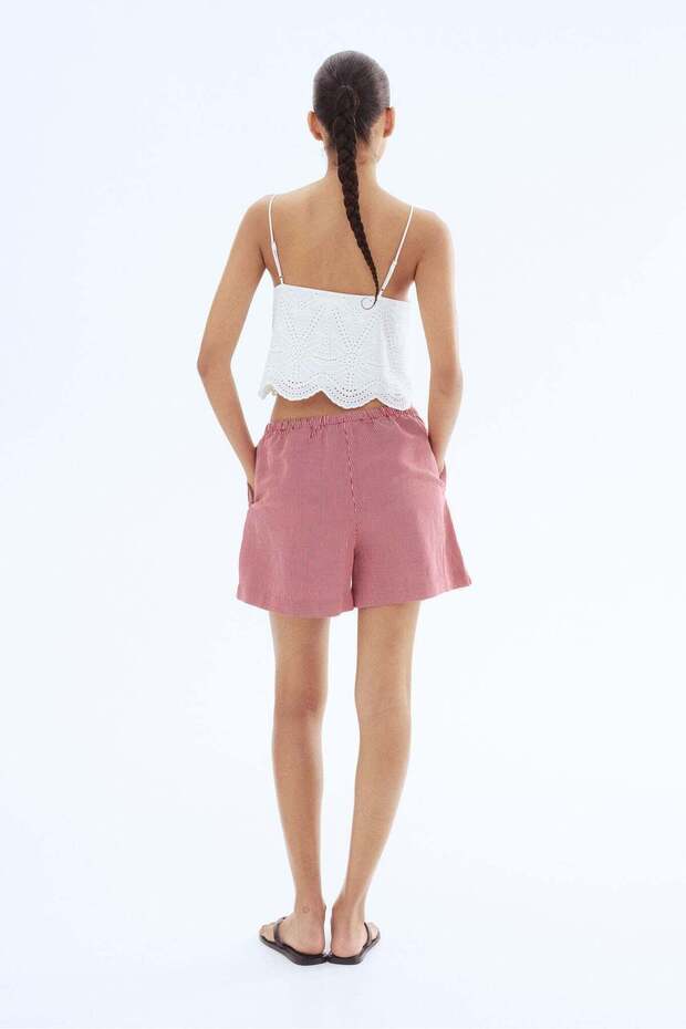 شورت برباط من مزيج الكتان - 4