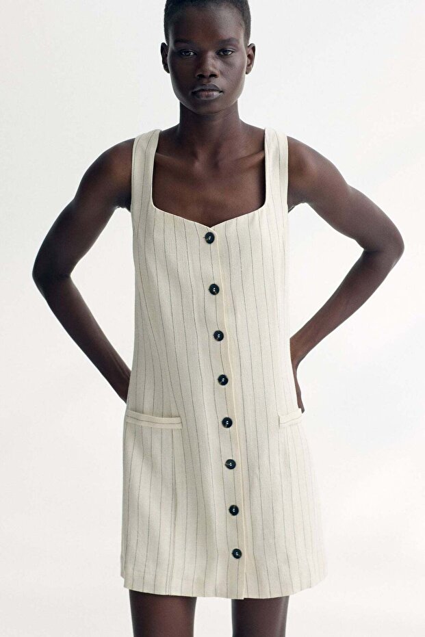 Sleeveless linen-blend dress