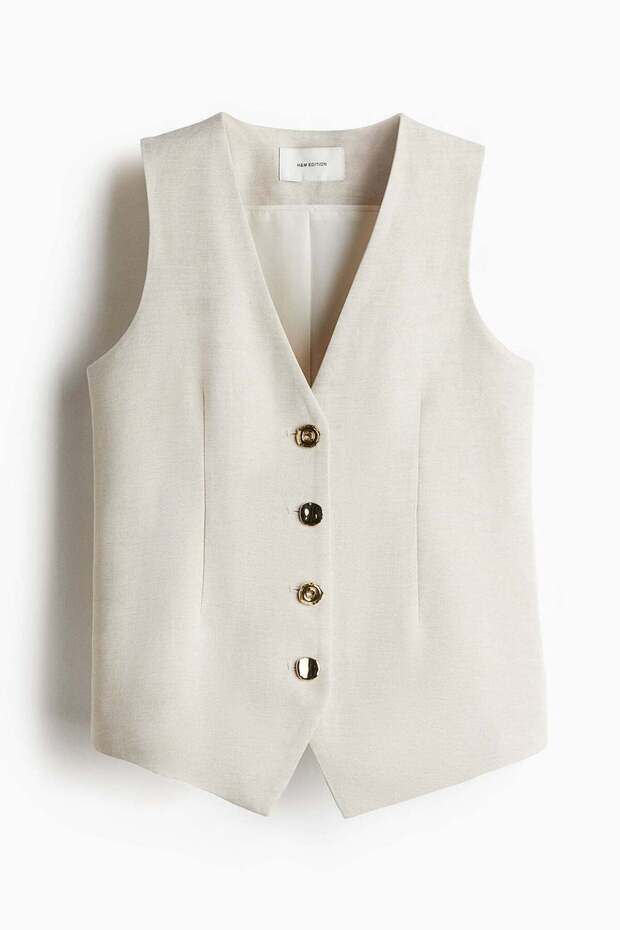 Linen-blend suit waistcoat