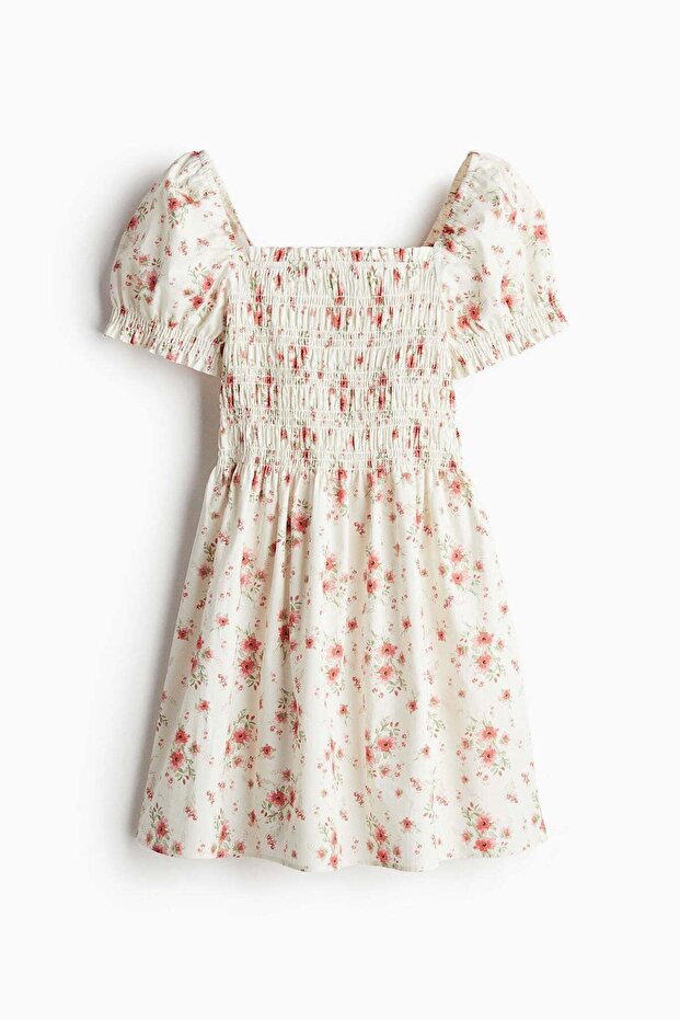 Smocked poplin dress