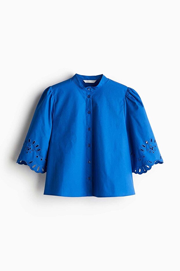 Puff-sleeved cotton blouse