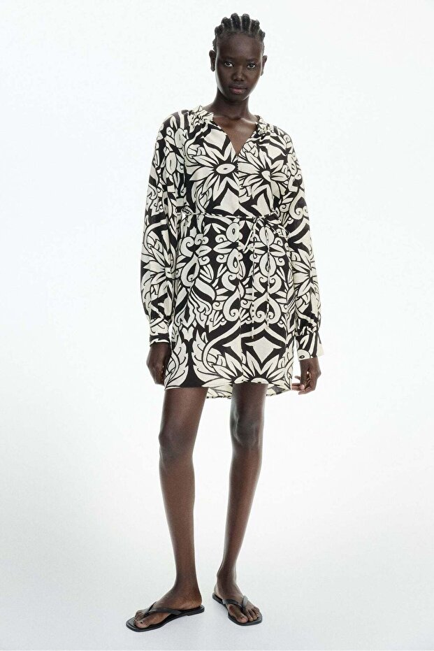 Tie-belt tunic dress