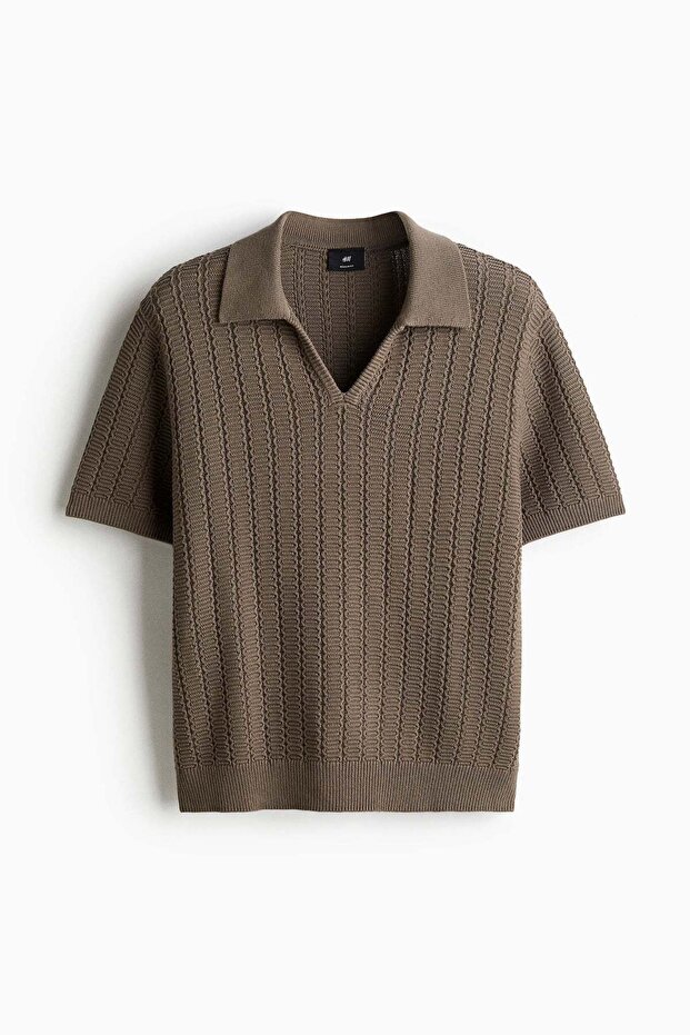 Regular Fit Textured-knit polo shirt
