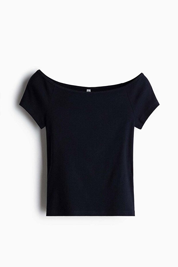 Ribbed off-the-shoulder top