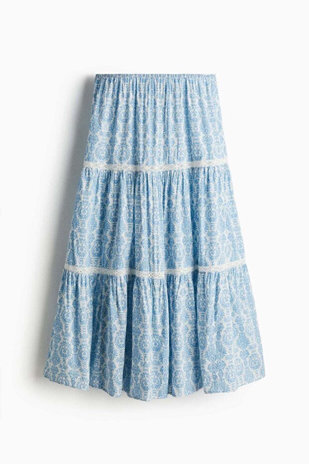 Lace-inset maxi skirt
