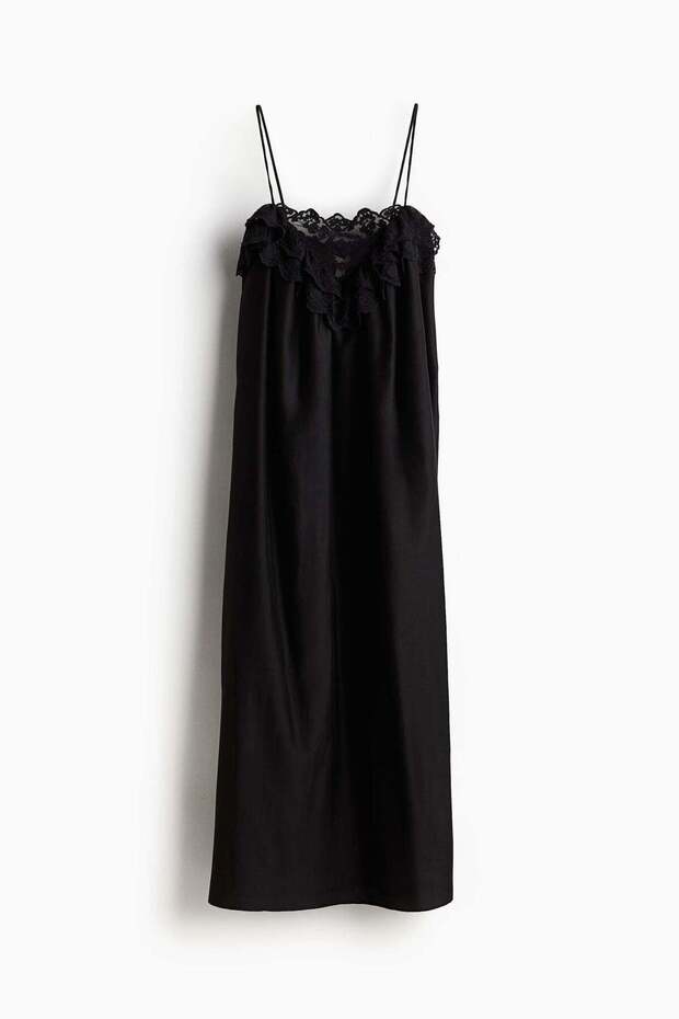 Lace-trimmed slip dress