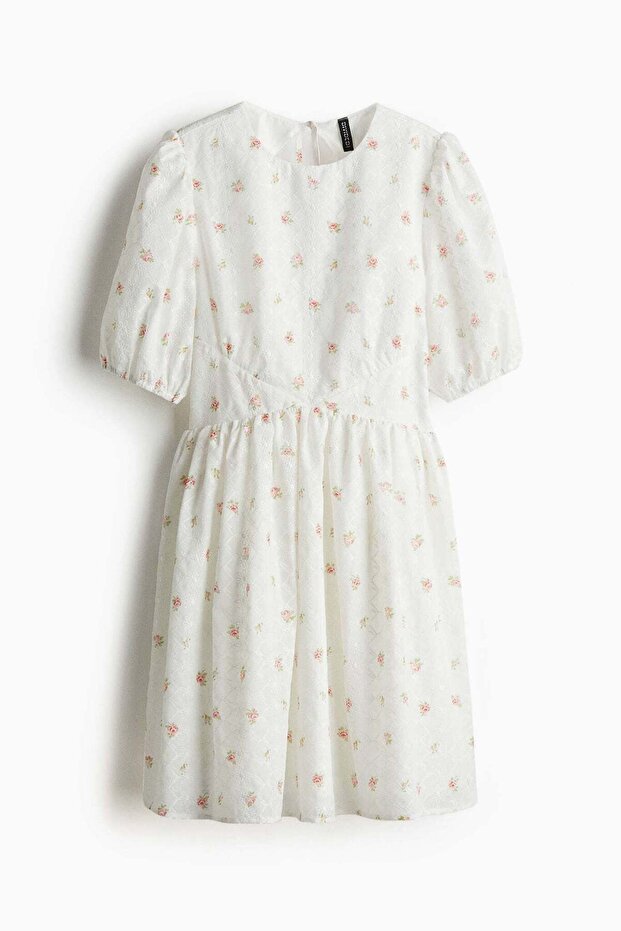 Embroidered open-back dress