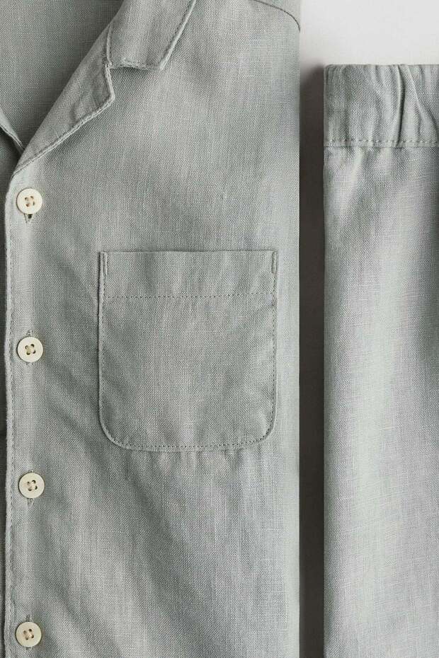 طقم كتان مكون من قطعتين - 7