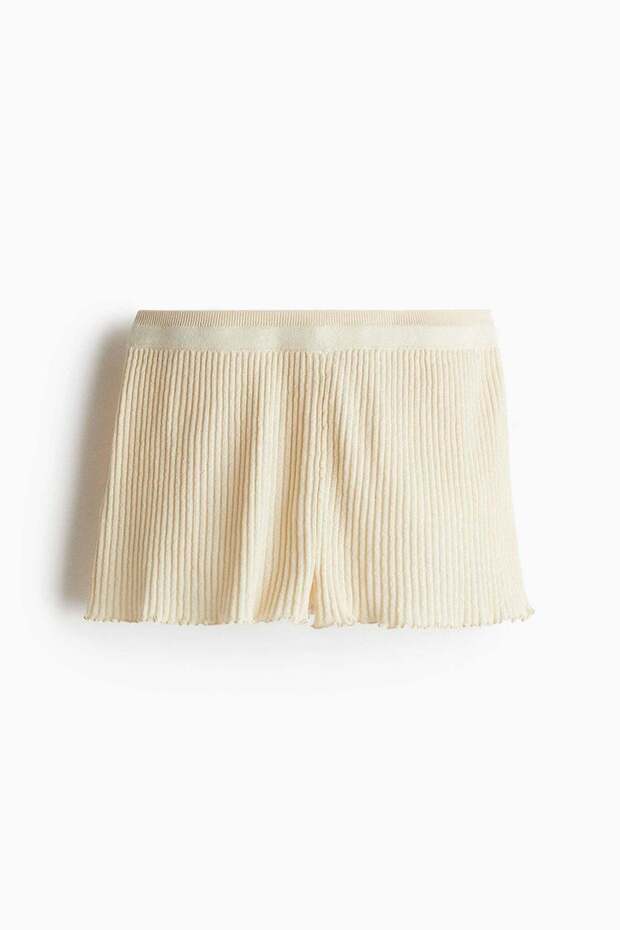 Linen-blend rib-knit shorts