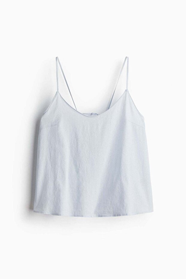 Linen-blend strappy top
