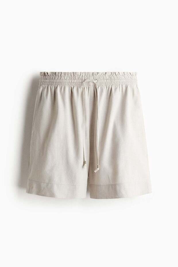 Linen-blend drawstring shorts