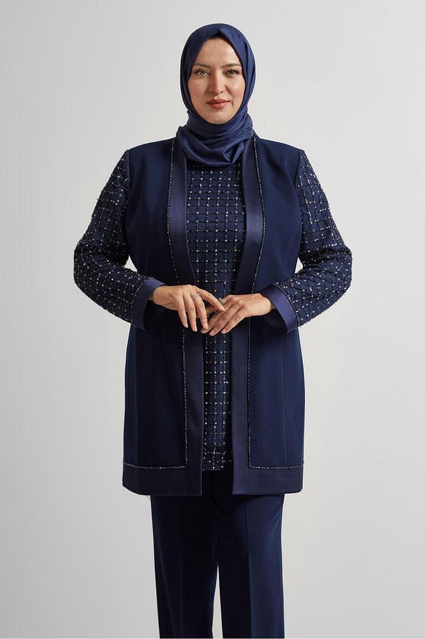 PUL İŞLEMELİ ÜÇLÜ PANTOLONLU TAKIM 30521 - 2